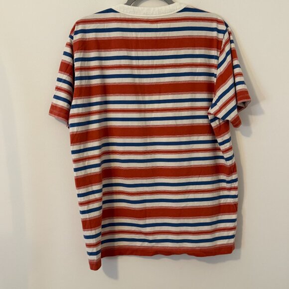L.L. Bean Signature Men's Large‎ Striped Henley Shirt Red White Blue 100% Cotton - Picture 2 of 6